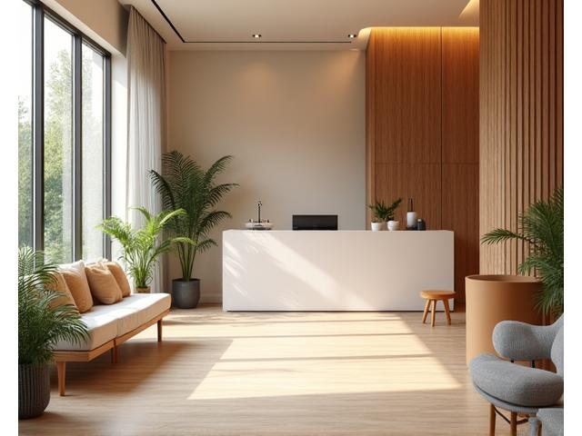 Espace d'accueil chaleureux du studio