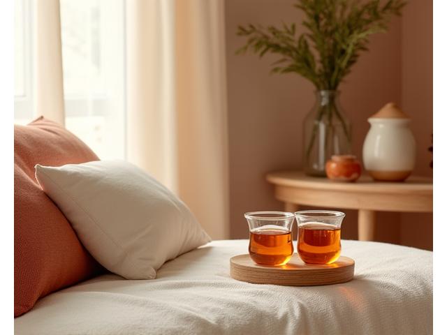 Coin détente avec coussins et tasses de thé