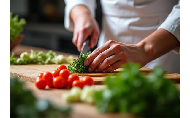 Démonstration de techniques de couteaux en cuisine