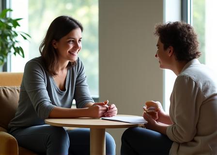 Coach discutant avec une cliente lors d'une séance de coaching personnel